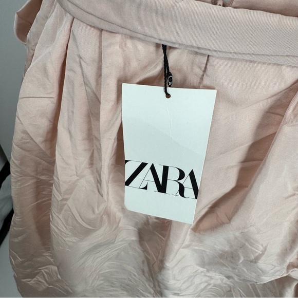 NWT ZARA VOLUMINOUS MIDI DRESS WITH BOW BELT PINK Size XS - Picture 11 of 14